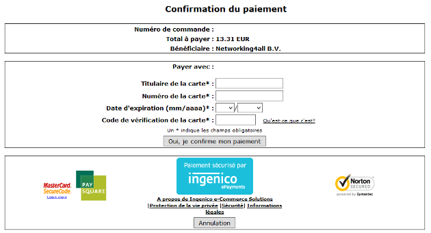 RapidSSL Confirmation du paiement