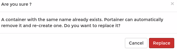 portainer.io Replace container