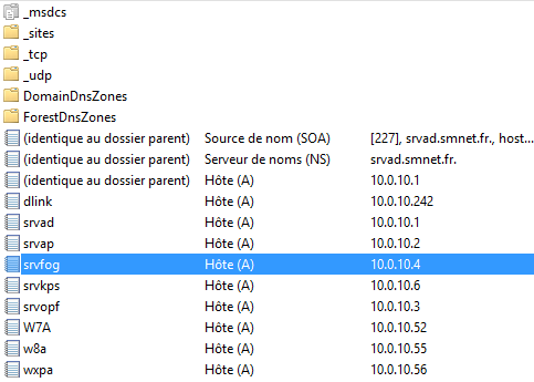 Serveur DNS du contrôleur Active Directory