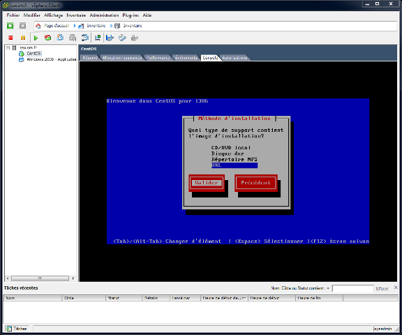 CentOS - Fenêtre méthode d'installation
