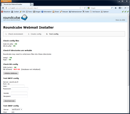 RoundCube - Test config