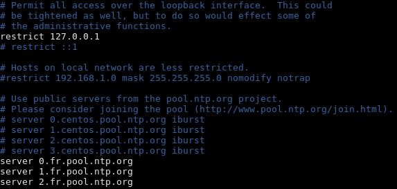 Fichier [/etc/ntp.conf]
