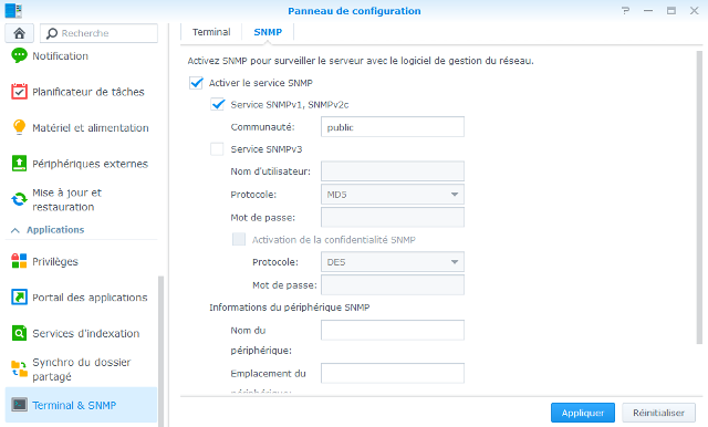 SNMP sur un NAS Synology