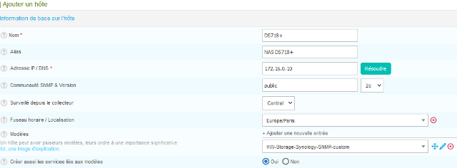 Centreon Web - Ajouter un NAS Synology