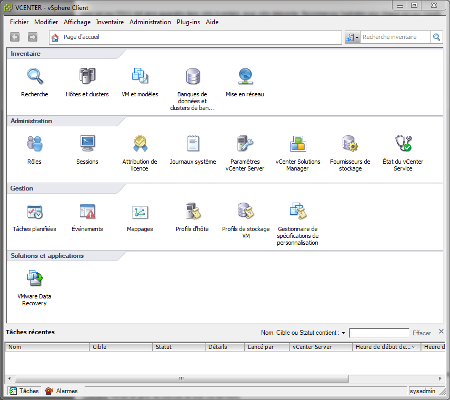 L'interface d'administration de vCenter