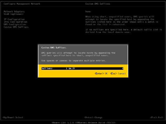 Fenêtre Custom DNS Suffixes