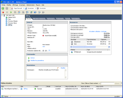 Paramétrage de la VM