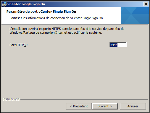 Paramètre de port vCenter Single Sign On