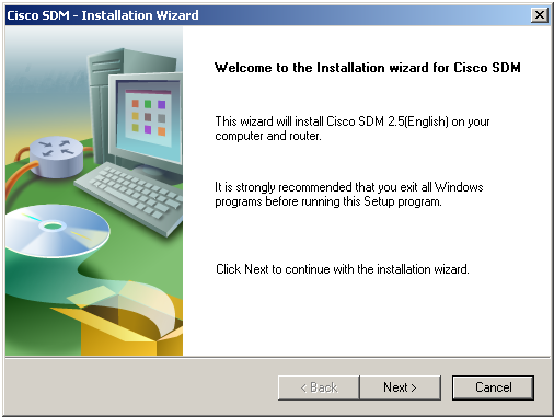 Cisco SDM Installation Wizard