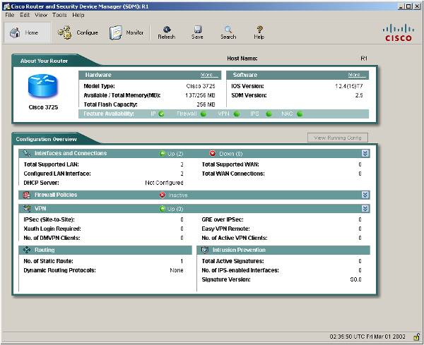 Cisco Router and Security Device Manager