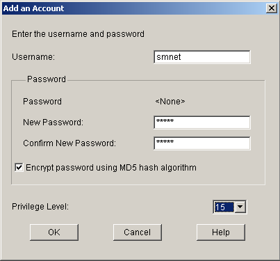 Cisco SDM Add an Account