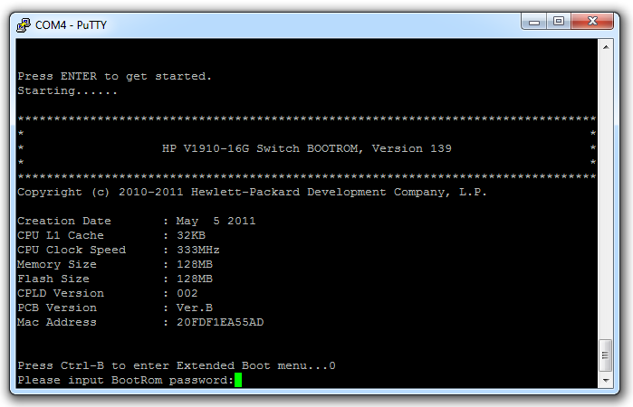 HP v1910 - Extended Boot Menu