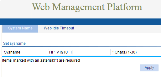 HP v1910 - Web Management System Name