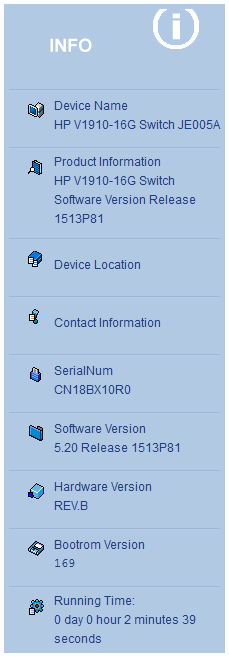 HP v1910 System Information