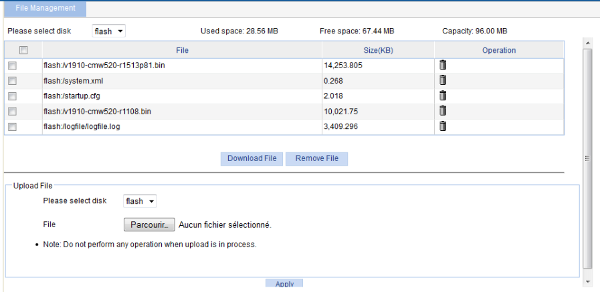 HP v1910 File Management