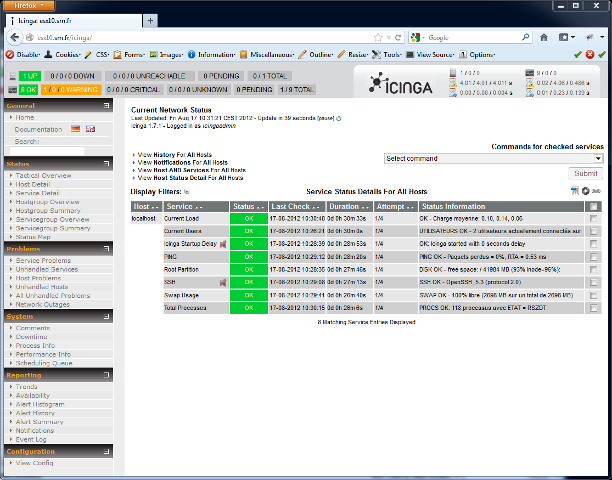 Icinga - Interface Web classique