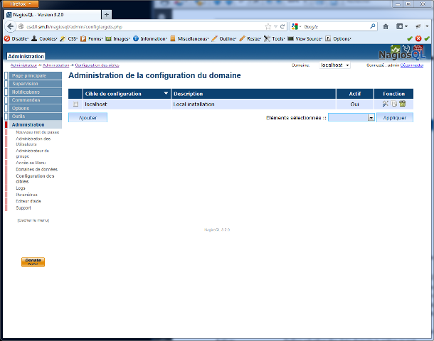 NagiosQL - Administration de la configuration du domaine