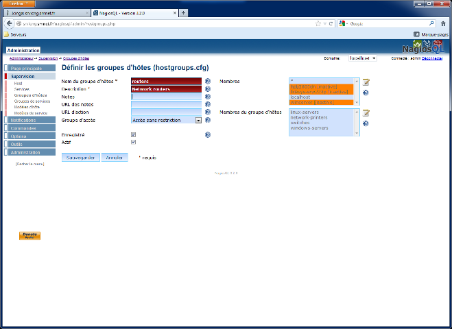 NagiosQL - Définir les groupes d'hôtes