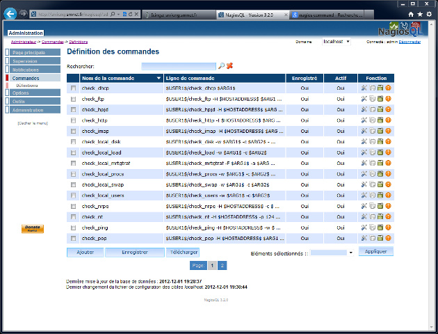 NagiosQL - Définition des commandes