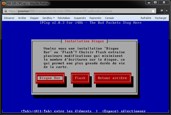 IPCop - Fenêtre Installation du Disque (2)
