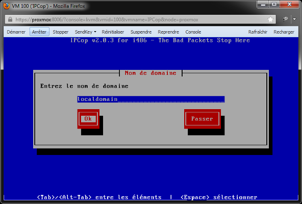 IPCop - Fenêtre Nom de domaine
