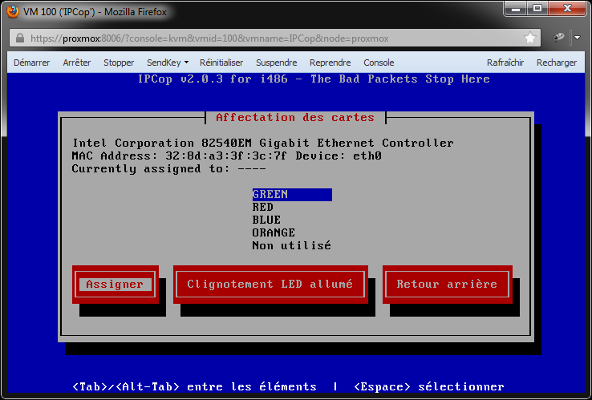 IPCop - Fenêtre Affectation des cartes (2)