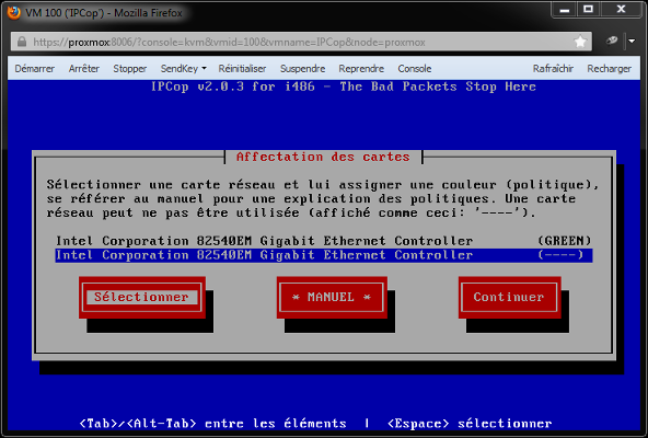 IPCop - Fenêtre Affectation des cartes (3)
