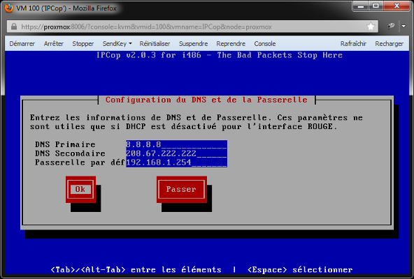 IPCop - DNS et Passerelle