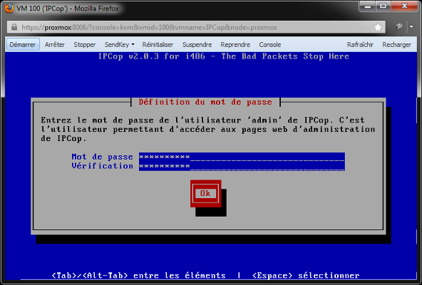 IPCop - Mot de passe 'admin'
