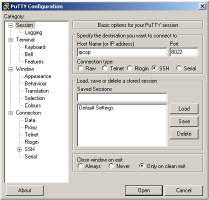 Putty Configuration