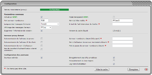 Serveur mandataire Configuration