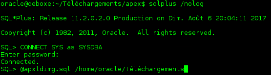 Apex @apxldimg.sql