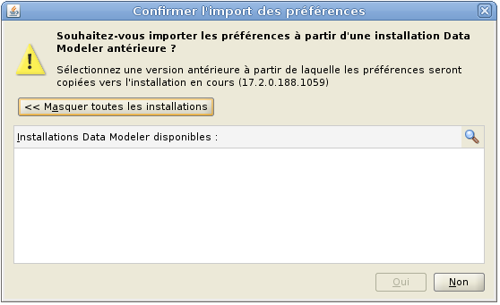 SQL Data Modeler Import Installation Antérieure