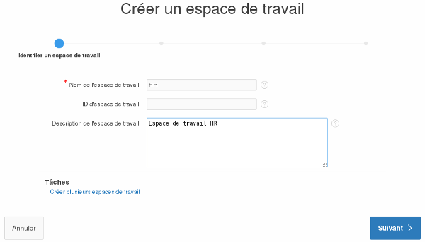 APEX Créer un Espace de travail Identification