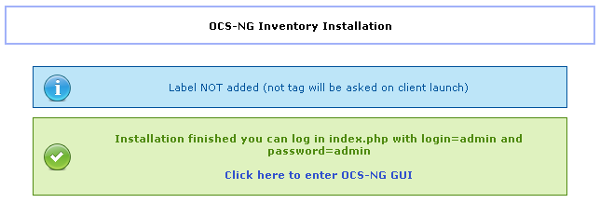 OCS-NG Fin de l'installation