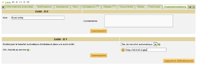 GLPI FusionInventory - Root entity