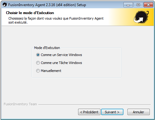 Agent FusionInventory Mode d'Exécution