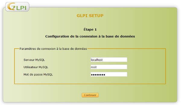 GLPI Setup Étape 1