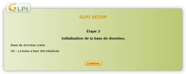 GLPI Setup Étape 3