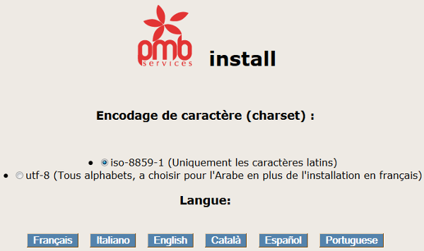 PMB Install Encodage de caractère