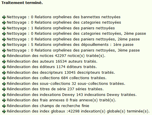 PMB Réindexation Traitement terminé