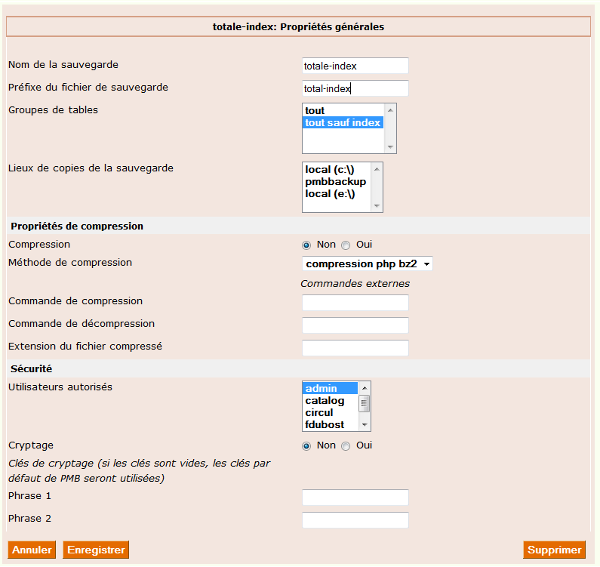 PMB PMB Jeu de sauvegarde totale-index