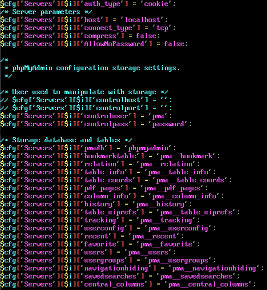 Fichier [/etc/phpMyAdmin/config.inc.php]
