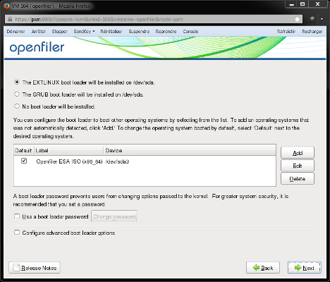 Openfiler - Boot loader