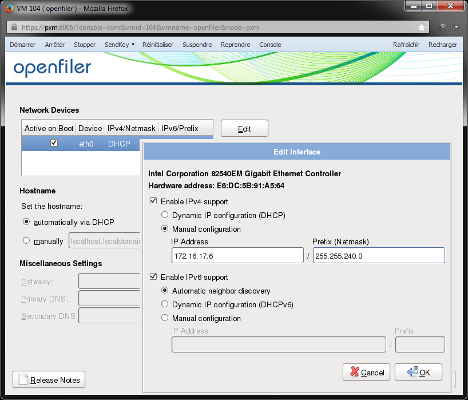 Openfiler - Network