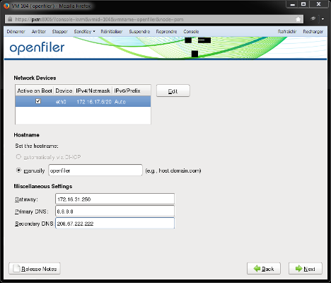 Openfiler - Hostname