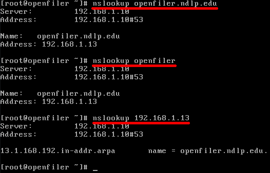 Openfiler nslookup