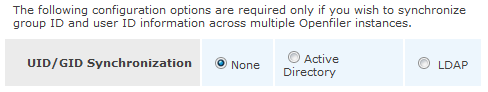 Openfiler UID/GID Synchronization