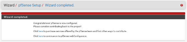 Assistant pfSense Wizard Completed