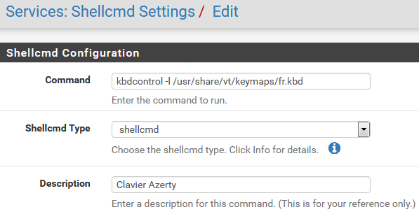 pfSense - Shellcmd - Clavier Azerty